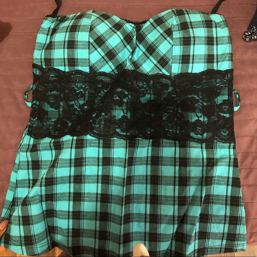 Plaid strapless top